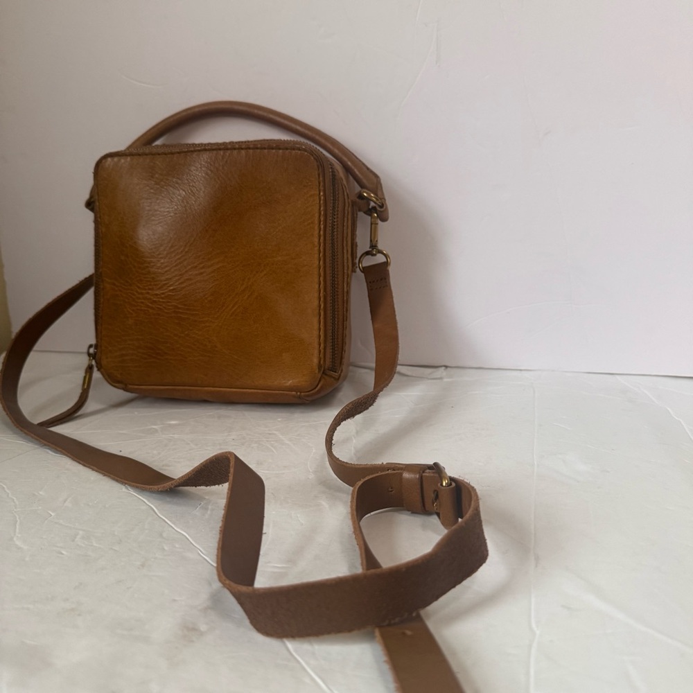 Madewell Leather Square Satchel Bag Shoulder Crossbody Zip Satchel Minimalist - Picture 5 of 16